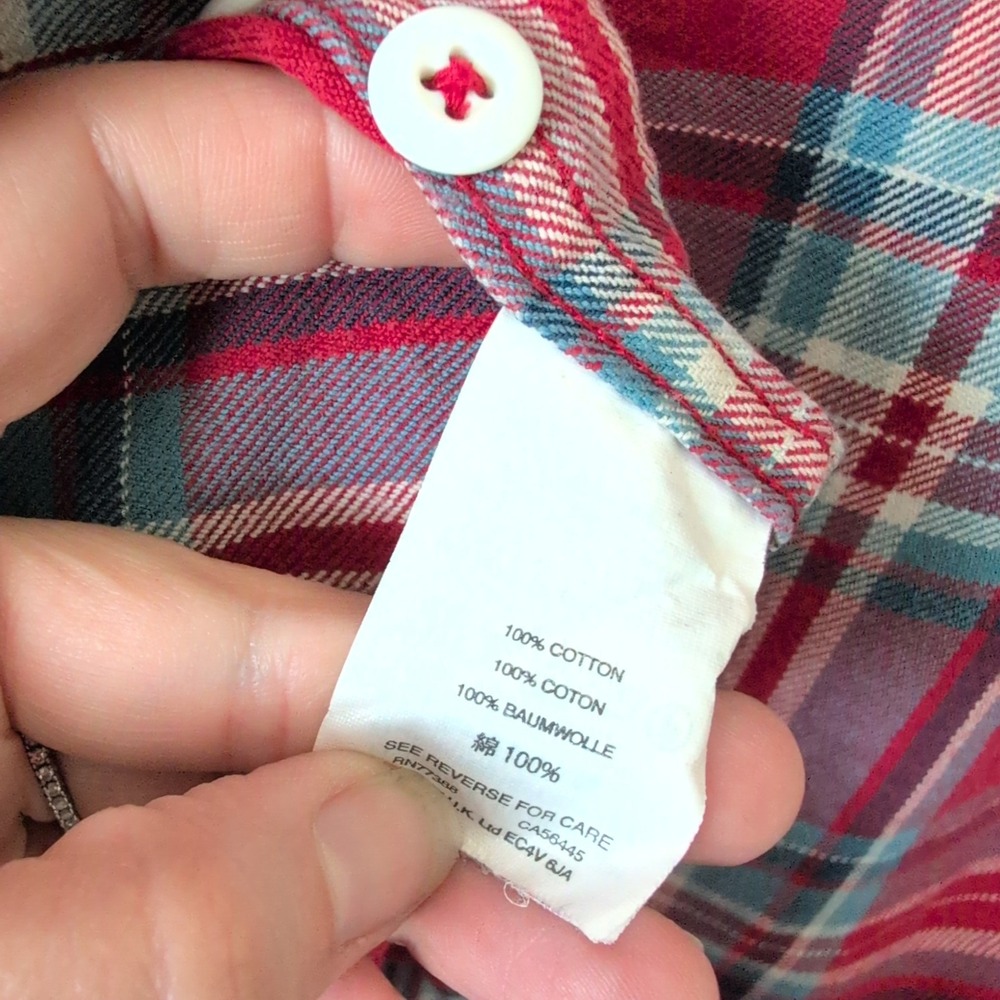 J.Crew Sporting Life New York Mens Red Blue Plaid Flannel Button Up Shirt Large - Picture 7 of 9